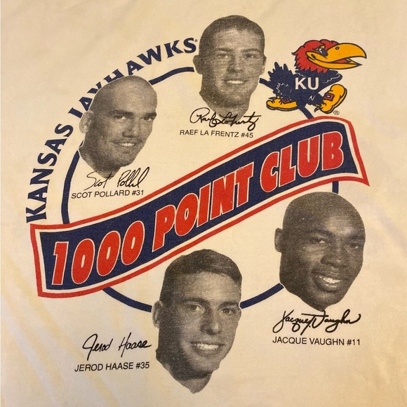 Kansas Jayhawks 1997 1,000 Points Club Hanes Size XL Color White-Flaws - Picture 2 of 8
